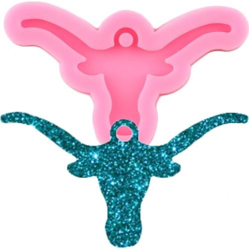 Shiny Glossy Bull Head Silicone Mold Pendant Polymer Clay Molds DIY Handmade Charms Mould Craft Custom Keychains Moulds