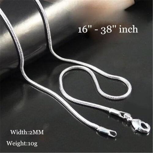FDLK 2MM Silver Plated Lobster Clasp Snake Chain 16-38 inch Pick Size For Jewelry Direct Sales