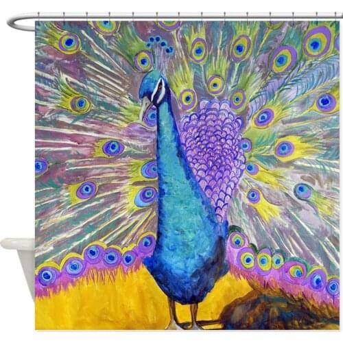 Custom Peacock Dance Bathroom Decorative Fabric Shower Curtain