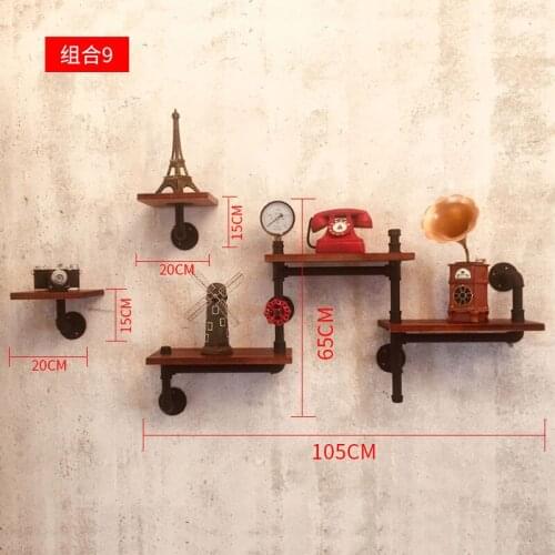 Retro Design Shelf Living Room Decoration Organizer Storage Holders New Nordic Style Wall Shelf Made Of Wood And Iron Pipe