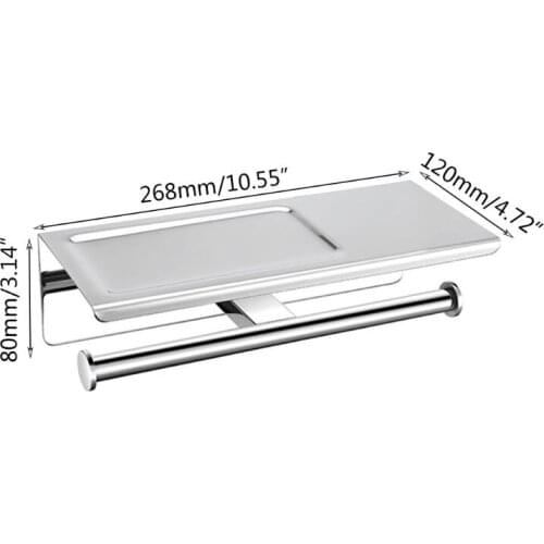 Double Toilet Paper Holder Bathroom Tissue Roll Holder with Shelf,2 Installation of Self-Adhesive and Wall Drill,SUS304