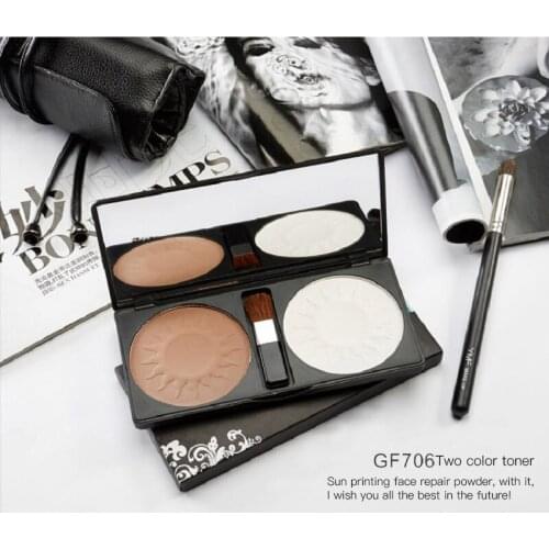 Two-Color Contouring Powder Cosmetic Smooth Shadow Highlighter Glitter Trimming Powder With Bursh Mirror Waterproof Makeup TSLM2