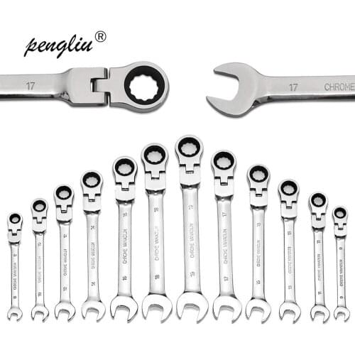 Double End Multitool Wrench Tool set Flexible Head Combination Ratchet Wrench Dual-use Adjustable Wrench Chromium-vanadium Steel