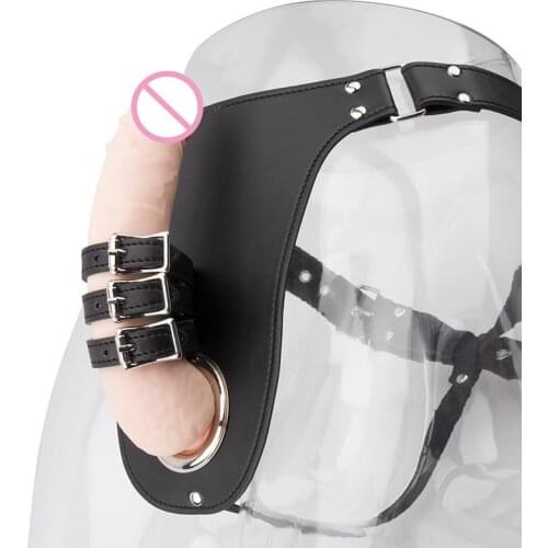 Erotic Male Chastity Harness Belt Fetish PU Leather Bdsm Bondage Slave Men Cock Cage Adult Games Sex Toys for Couples Sex Shop