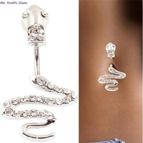 Surgical Steel Bar Nickel-free Retail Snake Belly Button Ring Fashion Lizard Lady Body Piercing Navel Belly Jewelry