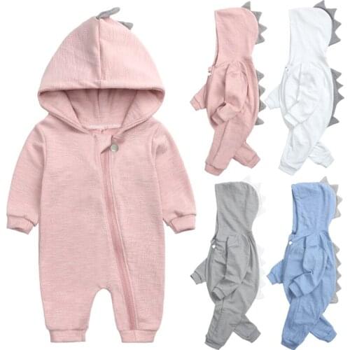 Infant Baby Boys Girls Romper For Newborn Baby Dinosaur Hooded Romper Soft Cute Outfits Clothes Baby Boy Clothes 3 to 6 Months