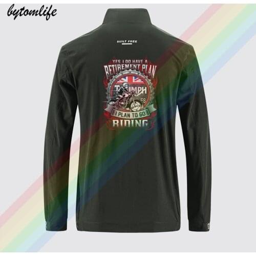 Gildan RETIREMENT PLANT TRIUMPH motorcycle jacket mens Outdoor Fashion casual Back printing Asian size