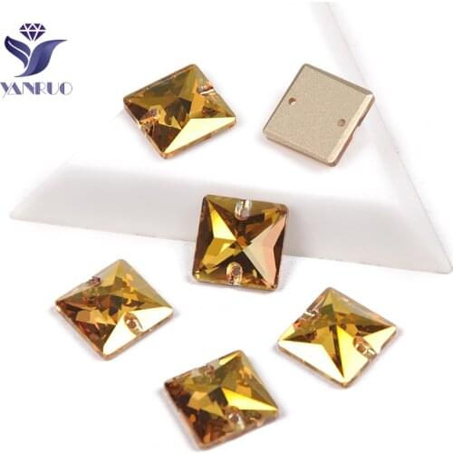 YANRUO 3240 All Sizes Metallic Sunshine Square Gold Stones Strass Flat Back Crystal Sewn Rhinestones For Needlework Crafts