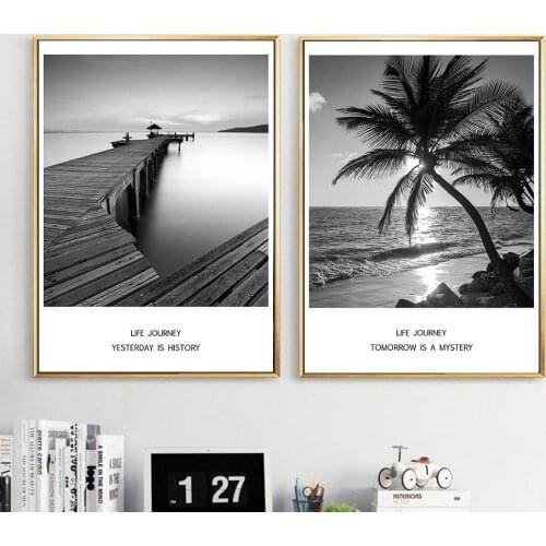 Sea Beach Bridge Sunset Landscapte Art Canvas Posters and Prints Nordic Painting Wall Picture for Living Room Home Decor