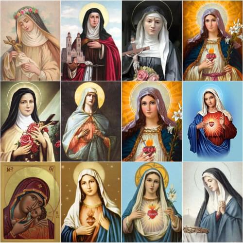 5D Diy Diamond Painting Christian Cross Stitch Kits Full Drill Embroidery Virgin Mary Mosaic Picture of Rhinestones Decor Gift