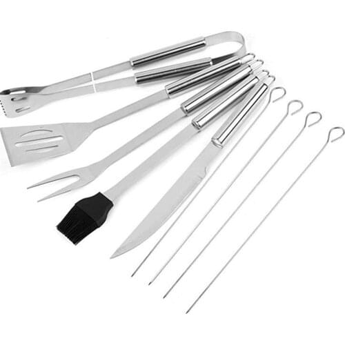 Barbecue Tools Set Grill Accessories 9pcs Stainless Steel Picnic BBQ Utensil Set Outdoor BBQ Gadgets with Carry Bag