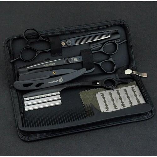 6" black hair scissors japanese razor hairdressing scissors barber hair clipper for salon hairstylist hair cutting shears kit