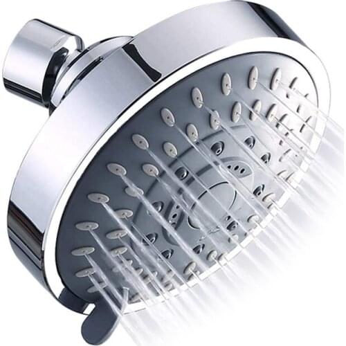 Shower Head High Pressure Rain Fixed Showerhead Rainfall 5-Setting With Adjustable Metal Swivel Ball Joint