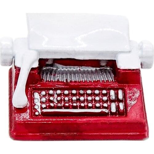 Odoria 1:12 Miniature Vintage Old-Fashion Red Typewriter Metal Dollhouse Decore Accessories