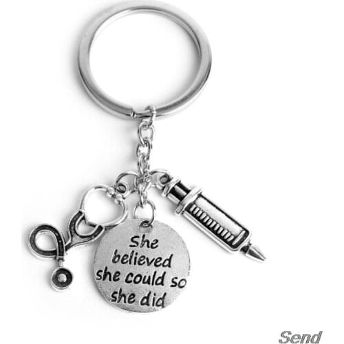 She believed she could so she did Nurse Injector Stethoscope Keychain