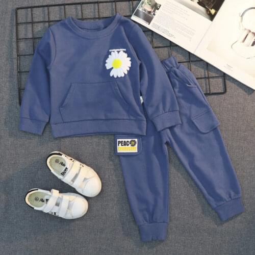 2020 Autumn Baby Girl Boy Clothes Suits Children Cotton Candy flowers T Shirt pants 2PCS/Sets Infant Clothing Casual Kids suits