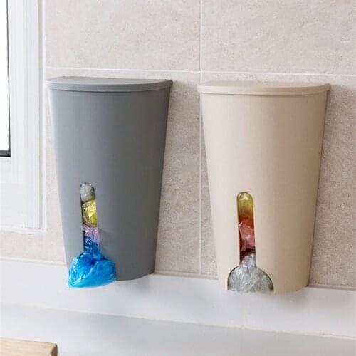 Plastic Bag Dispenser Kitchen Bags Storage Holder Household Wall Hanging Garbage Bag Box Kitchen Organizer
