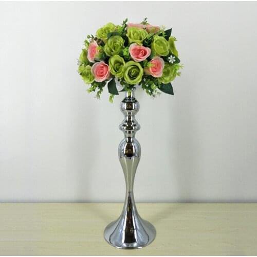 2PCS Gold/Silver Metal Candle Holder Iron Candlestick Wedding Props Road Lead Vase Home Decoration