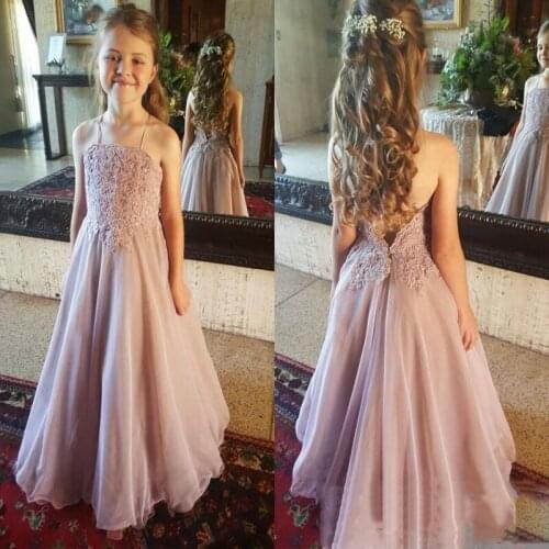Simple Staps Dusty Pink Formal Dress Childrens Bridesmaid Dress Prom Brithday Party for 3 -10 Years