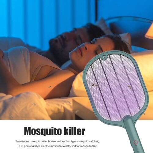 Handheld Racket Insect Fly Bug Wasp 2 in 1 Electric Mosquito Racket Swatter USB Insect Kill Fly Bug Zapper for Home