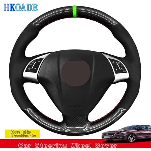 DIY Hand-stitched Black Carbon Fiber Leather Car Steering Wheel Covers For Fiat Bravo 2007-2015 Doblo 2010-2015 Opel Combo 2012