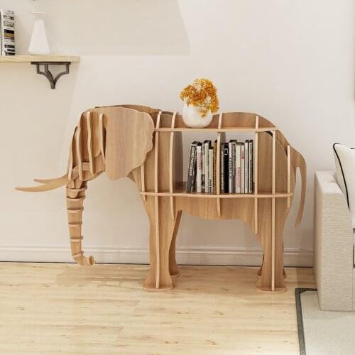 Home Decoration Super Big Wood Statue Storage Rack Bookrack 3D Elephant Sculpture Office Shop Animal Statues Bookshelf Decor