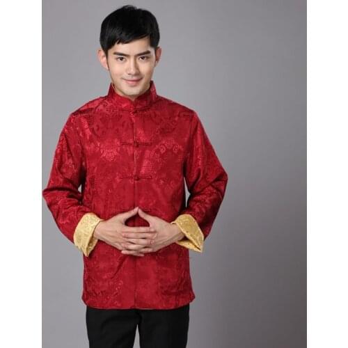Traditional Chinese Clothing For Men New Year Tang Costume Male Silk Two-sided Daily Winter Long Sleeve Cheongsam Top Qipao GXY