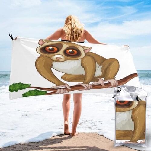 Unique Style Quick Dry Beach Towel Cartoon Lemur Microfiber Bath Towel Beach Cushion Swimming Personalized Sand Free Beach Towel