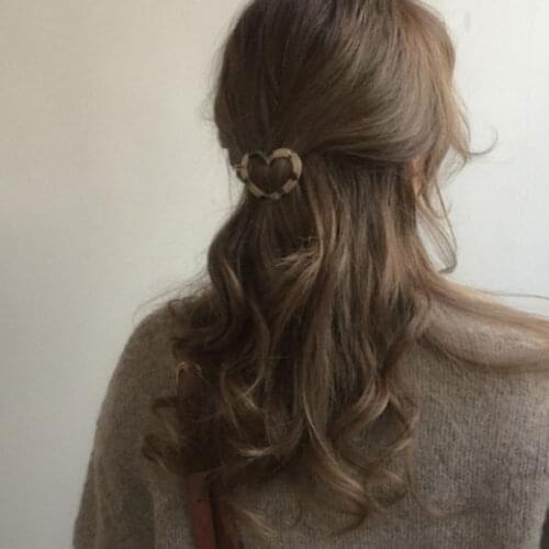 Fashion Acrylic Metal Love Heart Hair Clip Elegant Star Round Barrette for Women Girls Sweet Hairpins Barrettes Hair Accessories