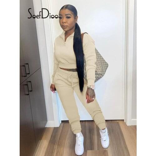 Soefdioo Casual Two Piece Set Women Clothing Long Sleeve Zipper Pullover Sweatshirts Pencil Pants Fall 2021 Fitness Tracksuits