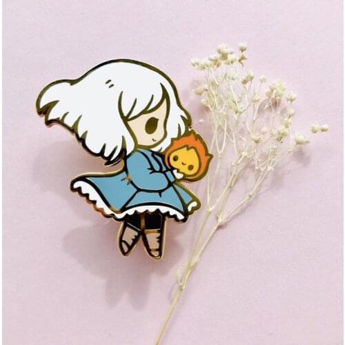 Howls Moving Castles Hard Enamel Pin Cute Cartoon Magic Wizard Medal Brooch Jewelry Miyazaki Hayaos Anime Movie Fans Gift
