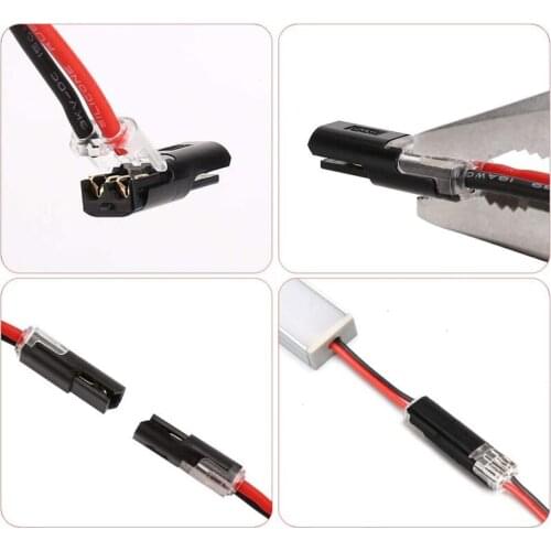 10pcs 2pin Pluggable Wire Connector Spring Scotch Lock 18-24AWG Wire Quick Splice Connectors Led Light Cable Crimp Terminal