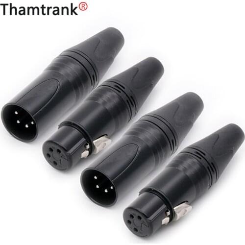 10pcs/lot 4 Pin XLR Male Plug MIC Cable Wire Connector Nickel Plated 4 Pole XLR Plug Microphone Jack Socket Black Wholesales