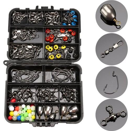 160Pcs Fishing Jig Hook Sinker Swivel Bead Fish Tackle Accessories Set with Box Full Kit Fishing Lures Set Fishing Tackle Pesca