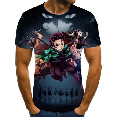 2020 kimetsu no yaiba boy costume anime Harajuku T-shirt summer mens T-shirt 3D fashion tops T-shirt mens plus size streetwear