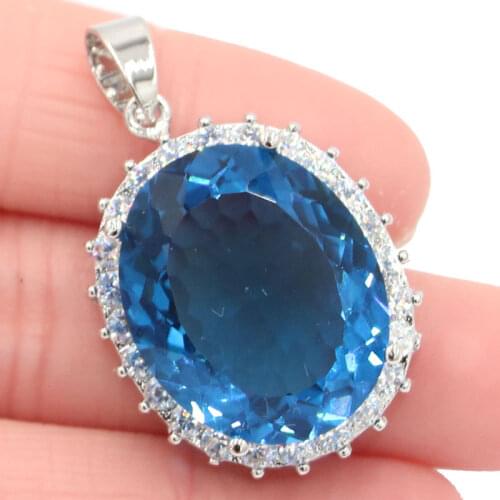 45x42mm Dazzling 8g Flowers Fire Rainbow Mystic Topaz CZ Women Dating Silver Pendant Eye Catching