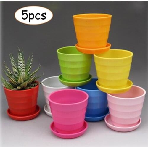 5pcs Colourful Plant Pot Mini Plastic Flower Pot Succulent Plant Flowerpot Home Office Decor Gardening Planters