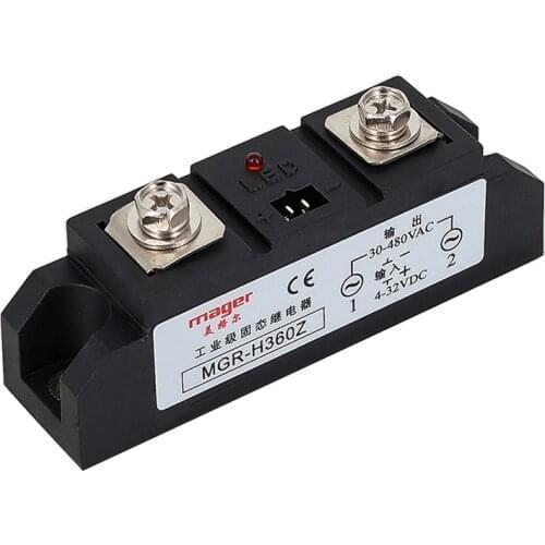 60A MGR-H360Z Industrial SSR Single-phase Solid State Relay Input 4-32VDC Output 30-480VAC With Free Shipping