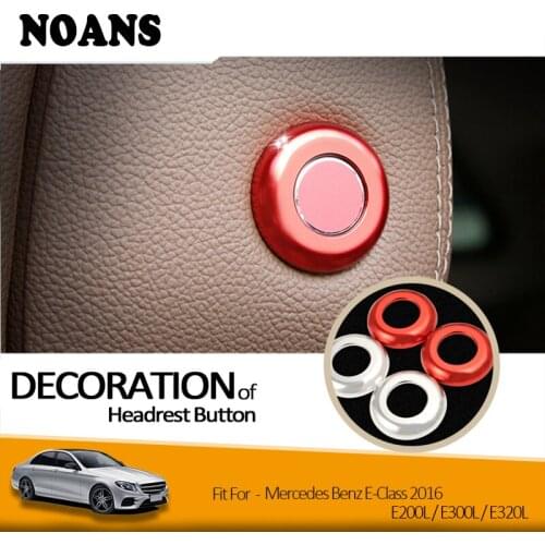 Aluminum Car Styling Seat Head Pillow Adjust Button Covers Stickers For Mercedes Benz W205 W213 C E B GLC ML GL GLE Accessories