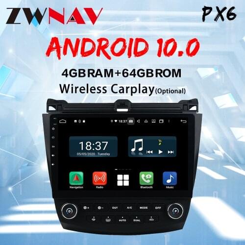 ZWNAV PX6 4G+64G Android 10.0 Car Radio Multimedia Player For Honda Accord 7 2003-2007 Navigation GPS Auto 1 din no dvd