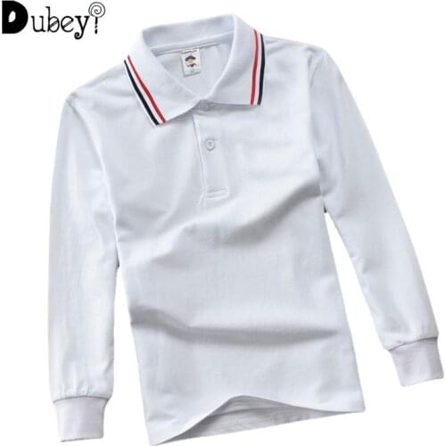 White Long Sleeve Polo Shirt Teens Summer Polo Dreeses Grade School Boys Clothes Boys White Shirt Casual Long Sleeves