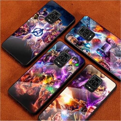 Tempered Glass Cover Cool Marvel Avengers For Xiaomi Redmi Note 10 10S 9T 9S 9 8T 8 7 Pro Max Shockproof Shell Phone Case