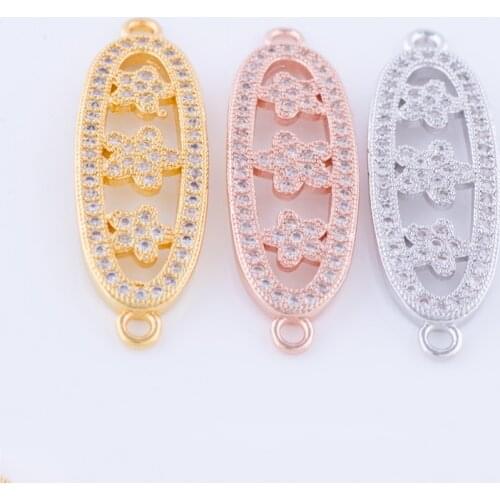 Supplies For Jewelry Wholesale Top Quality Copper Micro Pave Zircon Rhinestone Spacer Charm DIY Bracelet Connectors Findings