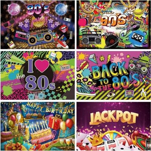 Graffiti Background Photography Welcome To 80s Disco Music Party Cartoon Pattern Portrait Photo Backdrop Photocall Photo Studio