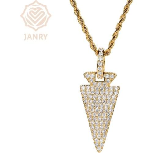JANRY Zircon Radish Pendant Necklace Micro-inlaid Zircon Male Female Hip Hop Necklace With 60cm Chain