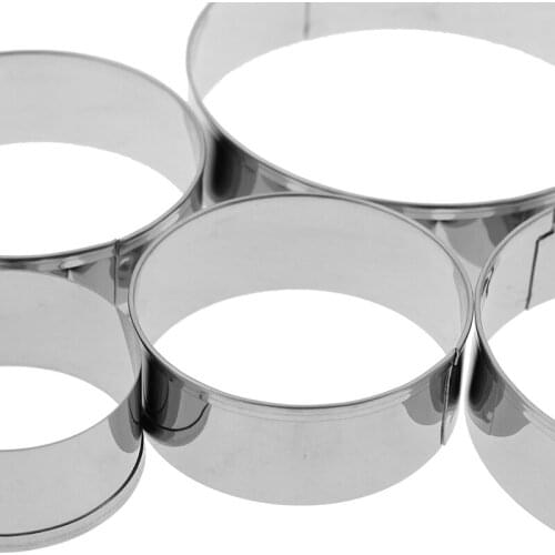 5 Set Stainless Steel Round Cookie Moulds Practical Biscuit Cutters Circle DIY Mousse Cake Dessert Baking Pastry Mold