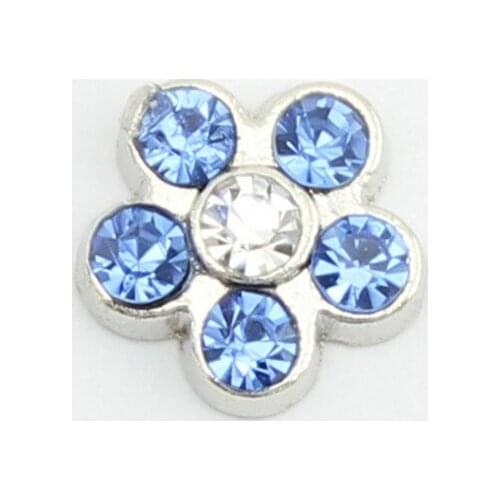 Hot selling! 10pcs birthstone alloy crystal rhinestone flower floating charms fit glass living memory locket