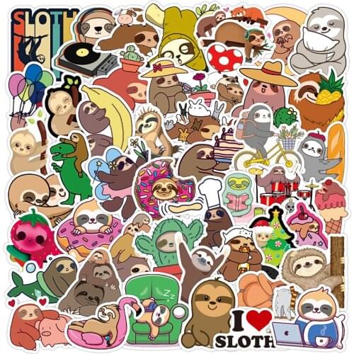 50/100pcs Cute Sloth Stickers For Notebook Stationery Laptop Kscraft Craft Supplies Sticker Aesthetic Scrapbooking Material