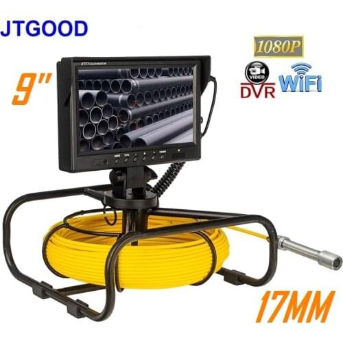 JTGOOD 9” Hard Cable Iron Shell Winder 17MM Inspection Camera DVR WiFi HD1080P with 16GB TF Memory Card Pipe Inspection System