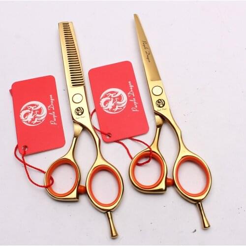 5.5" 16cm Purple Dragon Golden Thinning Scissors Cutting Shears Salon Styling Tool Professional Hairdressing Scissors Set Z1014